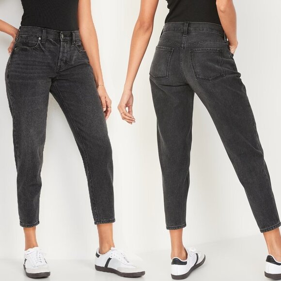 Old Navy Mid Rise Slouchy Taper Jeans Size 0 Petite Button Fly Zelda Wash 801712 - Picture 1 of 10